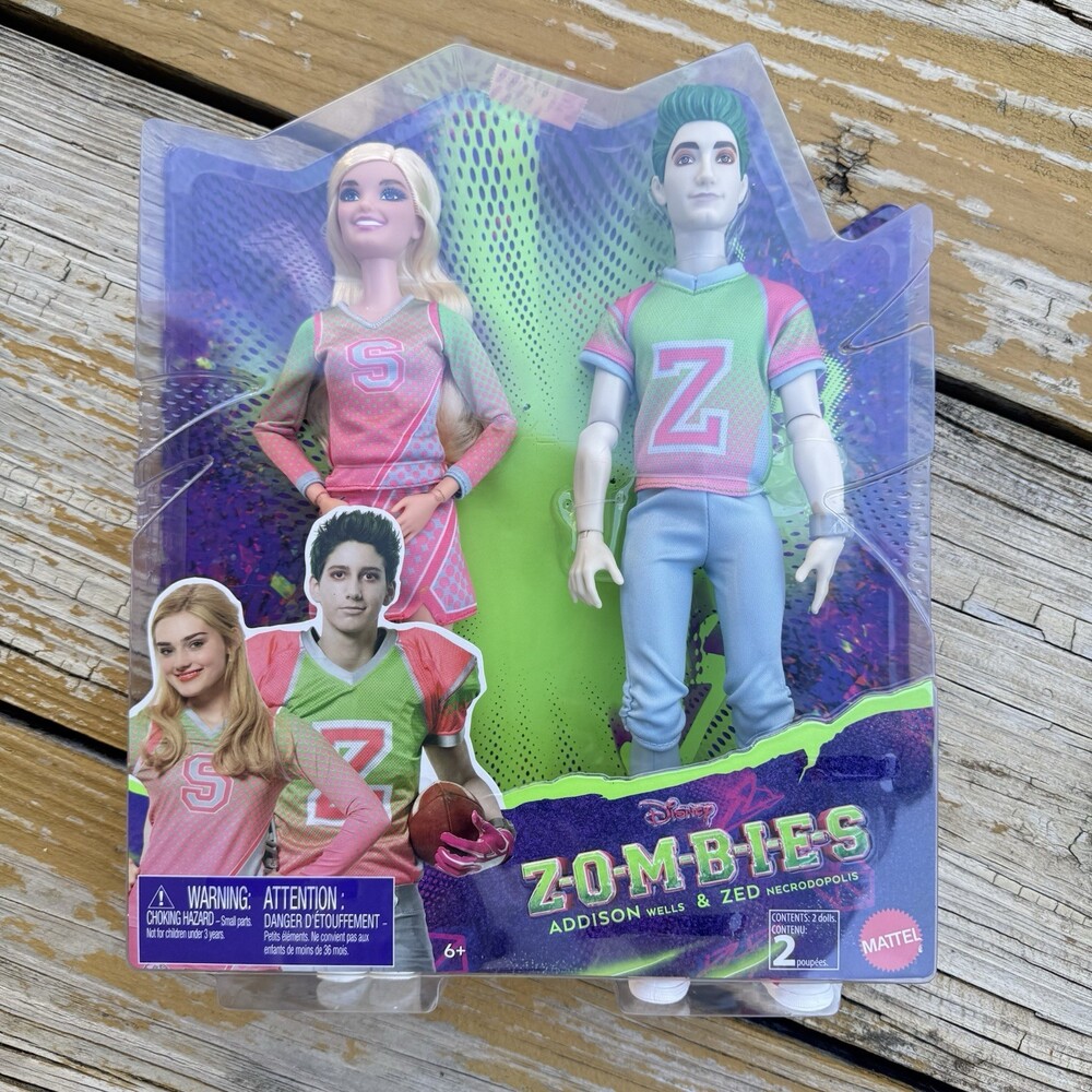 NIB Disney Zombies Addison Wells Zed Necrodopolis 2-Pack Doll Set Mattel Barbie
